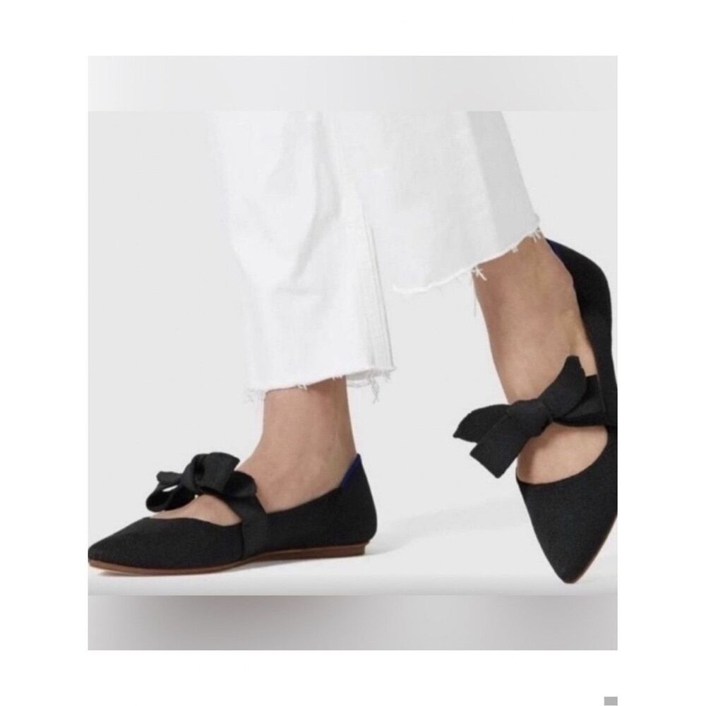 Rothy's Black Pointed Bow Flats size 7.5